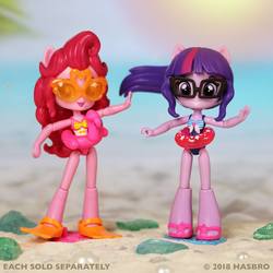 Size: 1080x1080 | Tagged: safe, pinkie pie, sci-twi, twilight sparkle, equestria girls, g4, my little pony equestria girls: better together, official, clothes, doll, duo, equestria girls minis, female, irl, photo, swimsuit, toy