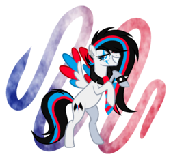 Size: 1024x965 | Tagged: safe, artist:mintoria, oc, oc only, oc:huirou lazuli, pegasus, pony, colored wings, female, mare, multicolored wings, necktie, rearing, simple background, solo, transparent background
