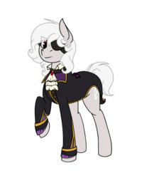 Size: 864x1080 | Tagged: safe, artist:stuflox, oc, oc only, oc:iron maiden, earth pony, pony, albino, clothes, eyepatch, fancy, female, mare, simple background, solo, transparent background