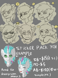 Size: 4000x5333 | Tagged: safe, artist:fkk, oc, oc only, pony, auction, example, simple background, sketch, solo, sticker, sticker set, ych example, your character here