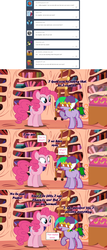 Size: 1280x2996 | Tagged: safe, artist:hakunohamikage, pinkie pie, oc, oc:laughter, pony, ask-princesssparkle, g4, ask, elements of harmony, golden oaks library, hat, jester hat, tumblr