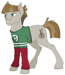 Size: 2937x3401 | Tagged: safe, artist:fuzzyberryclaws1, mudbriar, pony, g4, the maud couple, clothes, green lantern, high res, male, sheldon cooper, solo, the big bang theory