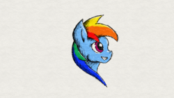 Size: 1440x810 | Tagged: safe, artist:tunrae, rainbow dash, pony, g4, female, fresh paint, solo