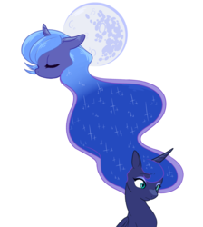 Size: 1024x1142 | Tagged: safe, artist:okamigirlnel, princess luna, alicorn, pony, g4, duality, female, moon, princess, s1 luna, simple background, solo, transparent background