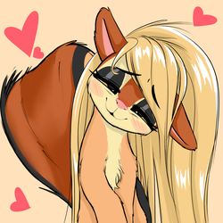 Size: 3000x3000 | Tagged: safe, artist:coinpo, oc, oc only, oc:zajice, hybrid, squirrel pony, female, furry, heart, high res, looking at you, smiling, solo