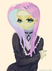 Size: 1500x2048 | Tagged: safe, artist:yam, fluttershy, equestria girls, fake it 'til you make it, g4, female, fluttergoth, solo