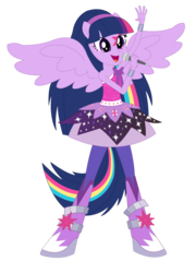 Size: 4950x6863 | Tagged: safe, artist:sketchmcreations, twilight sparkle, alicorn, equestria girls, g4, shake your tail, absurd resolution, female, microphone, ponied up, rainbow rocks outfit, simple background, singing, solo, tail, transparent background, twilight sparkle (alicorn), wings
