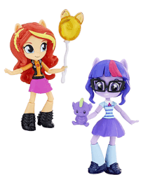 Size: 563x691 | Tagged: safe, artist:whatthehell!?, sci-twi, sunset shimmer, twilight sparkle, equestria girls, g4, my little pony equestria girls: better together, animated, balloon, boots, clothes, doll, equestria girls minis, glasses, irl, jacket, leather jacket, photo, plushie, shoes, skirt, smiling, socks, toy