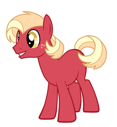 Size: 1200x1300 | Tagged: safe, artist:rain-blossom-drop, oc, oc only, pony, blank flank, male, offspring, parent:big macintosh, parent:sunset shimmer, parents:shimmermac, simple background, solo, stallion, white background