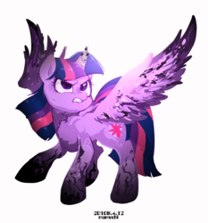 Size: 1600x1720 | Tagged: safe, artist:potetecyu_to, twilight sparkle, alicorn, pony, g4, female, looking at you, magic, simple background, solo, twilight sparkle (alicorn), white background