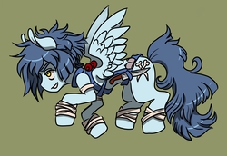 Size: 2898x1999 | Tagged: safe, artist:laserdust, oc, oc only, pegasus, pony, knife, smiling, solo