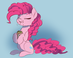Size: 1280x1024 | Tagged: safe, artist:veesocks, pinkie pie, earth pony, pony, g4, 30 minute art challenge, burrito, cute, diapinkes, eating, eyes closed, female, food, mare, sitting, solo