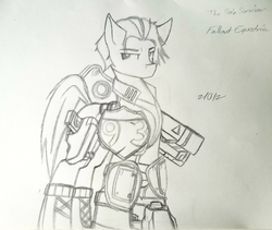 Size: 2714x2296 | Tagged: safe, artist:fanliterature101, oc, oc only, oc:silverbullet, pony, fallout equestria, fallout, fallout 4, high res, sole survivor, solo, traditional art