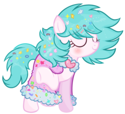 Size: 1024x933 | Tagged: safe, artist:xmelodyskyx, oc, oc only, oc:fluffy blue, earth pony, pony, blushing, cloak, clothes, eyes closed, female, mare, simple background, solo, transparent background