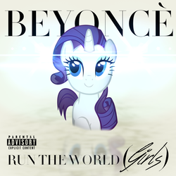 Size: 800x800 | Tagged: dead source, safe, artist:drfatalchunk, artist:penguinsn1fan, rarity, pony, g4, album, album cover, beyonce, cover, female, parody, ponified, ponified album cover, run the world (girls), solo, song reference
