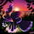 Size: 2400x2400 | Tagged: safe, artist:pinktabico, oc, oc only, oc:blooming lotus, pegasus, pony, colored wings, colored wingtips, commission, feathered ears, feathered fetlocks, female, gradient wings, grass, high res, looking at you, looking back, looking back at you, mare, multicolored mane, multicolored wings, ocean, raised hoof, rear view, sky, smiling, solo, spread wings, standing, sunset, tail feathers, underhoof, water, wings