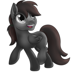 Size: 2252x2280 | Tagged: safe, artist:theshadowstone, oc, oc only, oc:shadowstone, pegasus, pony, high res, missing cutie mark, raised hoof, simple background, smiling, solo, transparent background