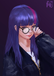 Size: 2480x3508 | Tagged: safe, artist:471729344, twilight sparkle, human, equestria girls, g4, clothes, female, glasses, high res, humanized, jacket, solo