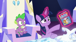 Size: 1280x720 | Tagged: safe, screencap, spike, twilight sparkle, alicorn, pony, g4, made in manehattan, archie andrews, archie comics, comic book, jughead, jughead jones, map, throne, twilight sparkle (alicorn)