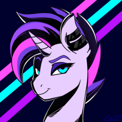 Size: 1700x1700 | Tagged: safe, artist:ciderpunk, oc, oc only, oc:synthwave, pony, bust, looking at you, solo