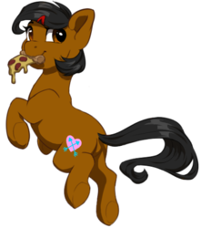 Size: 431x488 | Tagged: safe, artist:silentwulv, oc, oc only, oc:yanie, earth pony, pony, butt, featureless crotch, female, food, mare, meat, pepperoni, pepperoni pizza, pizza, plot, simple background, transparent background, underhoof
