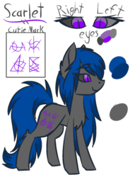 Size: 428x560 | Tagged: safe, artist:lillucy6, oc, oc only, oc:scarlet scythe, earth pony, pony, chest fluff, cutie mark, edgy, female, happy, mare, reference sheet, scythe, simple background, solo, transparent background