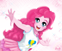Size: 1066x878 | Tagged: safe, artist:lovelygirlmusicer, pinkie pie, equestria girls, equestria girls series, g4, armpits, beautiful, clothes, cute, diapinkes, female, geode of sugar bombs, happy, looking at you, moe, open mouth, shirt, skirt, smiling, solo