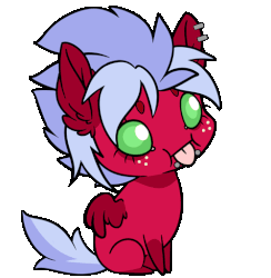 Size: 500x512 | Tagged: safe, artist:kez, oc, oc only, oc:melon frost, pony, :p, animated, bobblehead, chibi, freckles, gif, piercing, silly, simple background, snake bites, solo, tongue out, transparent background