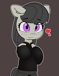 Size: 1280x1646 | Tagged: safe, artist:pabbley, octavia melody, earth pony, pony, g4, 30 minute art challenge, bipedal, clothes, cute, dress, female, heart, mare, simple background, solo, tavibetes