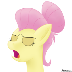 Size: 800x800 | Tagged: dead source, safe, artist:afterman, fluttershy, pony, fake it 'til you make it, g4, bust, eyes closed, female, severeshy, simple background, snooty, solo, transparent background