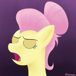 Size: 800x800 | Tagged: dead source, safe, artist:afterman, fluttershy, pony, fake it 'til you make it, g4, bust, eyes closed, eyeshadow, female, makeup, severeshy, snooty, solo