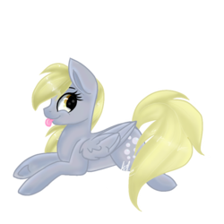 Size: 768x768 | Tagged: safe, artist:sweetkllrvane, derpy hooves, pegasus, pony, g4, female, mare, prone, simple background, smiling, solo, tongue out, transparent background