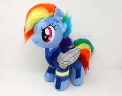 Size: 1500x1184 | Tagged: safe, artist:hipsterowlet, rainbow dash, pony, g4, the cutie re-mark, alternate timeline, apocalypse dash, crystal war timeline, irl, photo, plushie, solo, torn ear