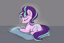 Size: 1866x1252 | Tagged: safe, artist:haruhi-il, starlight glimmer, pony, unicorn, g4, cushion, eyes closed, female, sleeping, solo