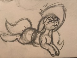 Size: 4032x3024 | Tagged: safe, artist:freakyartstash, oc, oc only, oc:xiti, pony, :p, floppy ears, silly, solo, tongue out, traditional art
