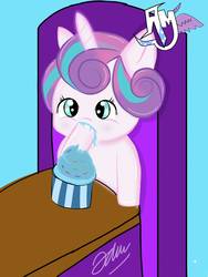 Size: 1050x1400 | Tagged: safe, artist:artdambaihaki, princess flurry heart, g4, baby, chair, cute, eating, fanart, food, ice cream