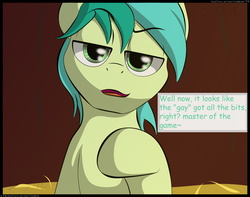 Size: 2350x1850 | Tagged: safe, artist:flash_draw, sandbar, earth pony, pony, comic:boring days, g4, bits, comic sans, gay, male, master, ship:gallbar, shipping, smug