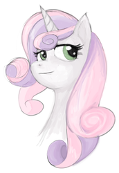 Size: 519x755 | Tagged: safe, artist:theinkbot, sweetie belle, pony, unicorn, g4, bust, female, mare, older, older sweetie belle, simple background, solo, speedpaint, white background
