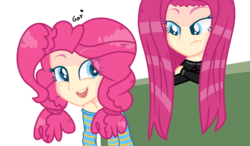 Size: 1024x599 | Tagged: safe, artist:cadrage017, pinkie pie, equestria girls, g4, base used, clothes, duality, human coloration, pinkamena diane pie, simple background, transparent background