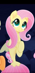 Size: 271x571 | Tagged: safe, screencap, fluttershy, pegasus, pony, seapony (g4), g4, my little pony: the movie, bubble, cropped, cute, dorsal fin, female, fin, fin wings, fins, fish tail, flowing mane, flowing tail, looking at you, mare, ocean, pink mane, pink tail, seaponified, seapony fluttershy, seaquestria, shyabetes, smiling, solo, species swap, swimming, tail, underwater, water, wings
