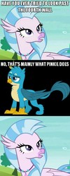 Size: 530x1321 | Tagged: safe, edit, edited screencap, screencap, gallus, silverstream, classical hippogriff, griffon, hippogriff, g4, my little pony: friendship is magic, school daze, fourth wall, meme, mirrored image, screencap comic