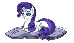 Size: 2200x1280 | Tagged: safe, artist:noctomaeus, rarity, pony, unicorn, g4, behaving like a cat, female, mare, pillow, ponyloaf, solo