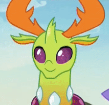 Size: 223x216 | Tagged: safe, screencap, thorax, trixie, changedling, changeling, pony, unicorn, g4, to change a changeling, :o, animated, cape, clothes, cropped, cute, gif, hat, king thorax, open mouth, thorabetes, trixie's hat