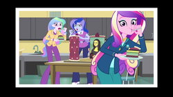 Size: 1920x1080 | Tagged: safe, screencap, dean cadance, princess cadance, princess celestia, princess luna, principal celestia, vice principal luna, equestria girls, g4, my little pony equestria girls: friendship games, cake, food, right there in front of me