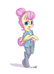 Size: 2200x3000 | Tagged: safe, artist:dsp2003, fluttershy, pegasus, pony, fake it 'til you make it, g4, bipedal, blushing, female, high res, looking at you, makeup, open mouth, raised eyebrow, severeshy, simple background, transparent background, wings