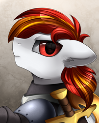 Size: 1424x1764 | Tagged: safe, artist:pridark, oc, oc only, oc:flame runner, pony, male, solo, stallion, sword, weapon