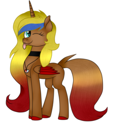 Size: 2184x2476 | Tagged: safe, artist:bluemoonbluepony, oc, oc only, oc:ashley bear, alicorn, pony, high res, one eye closed, simple background, solo, tongue out, transparent background, wink