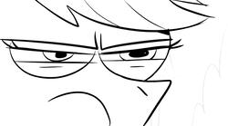 Size: 1267x703 | Tagged: safe, edit, screencap, applejack, earth pony, pony, g4, grannies gone wild, animatic, applejack is not amused, bust, dinkleberg, female, frown, lineart, mare, narrowed eyes, reaction image, solo, storyboard, unamused