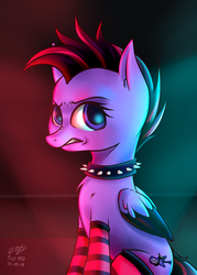 Size: 2500x3500 | Tagged: safe, artist:azerta56, oc, oc only, pegasus, pony, 365 days challenge, clothes, collar, female, high res, punk, socks, solo, spiked collar, striped socks