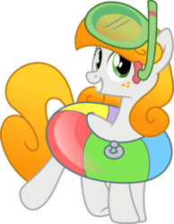 Size: 715x921 | Tagged: safe, artist:pony-paint, oc, oc only, earth pony, pony, female, freckles, grin, inner tube, mare, show accurate, simple background, smiling, snorkel, solo, transparent background